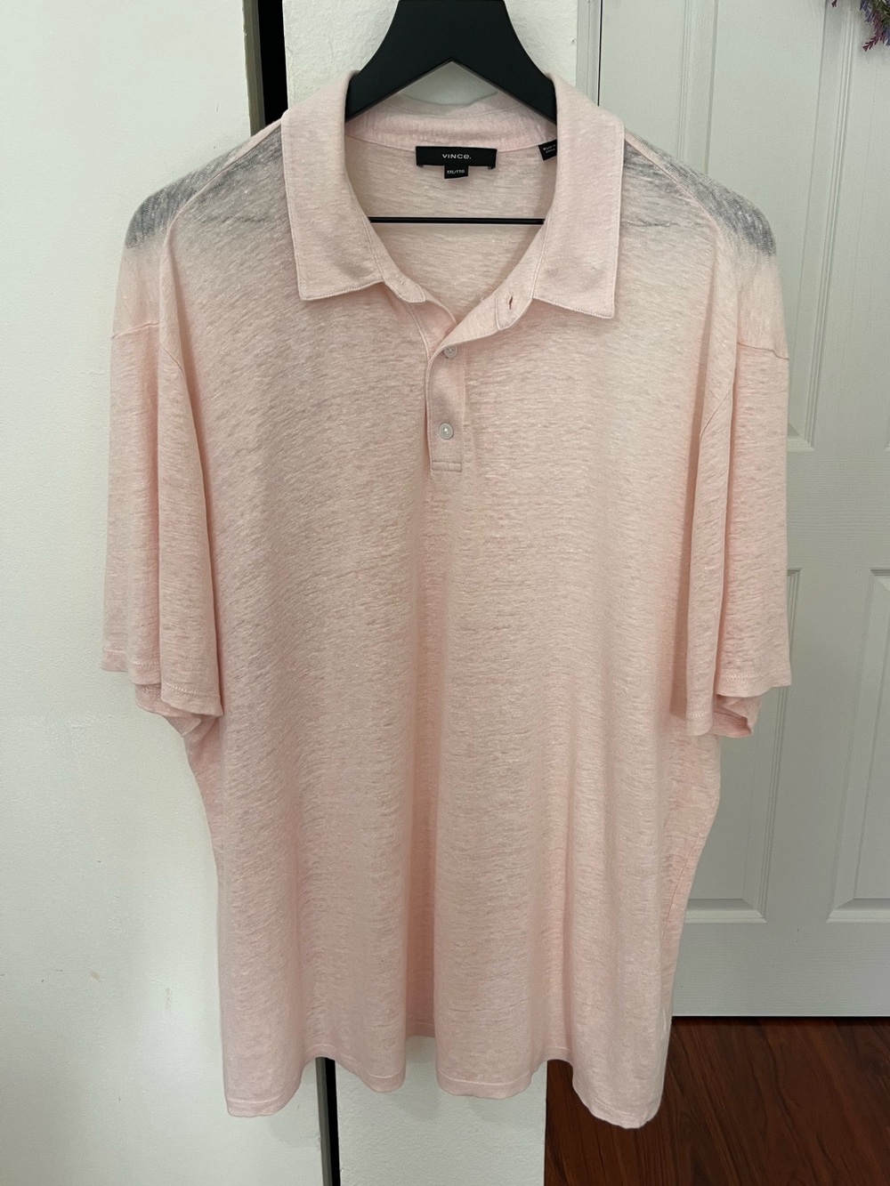 Vince Men’s Linen Light Pink Polo Shirt